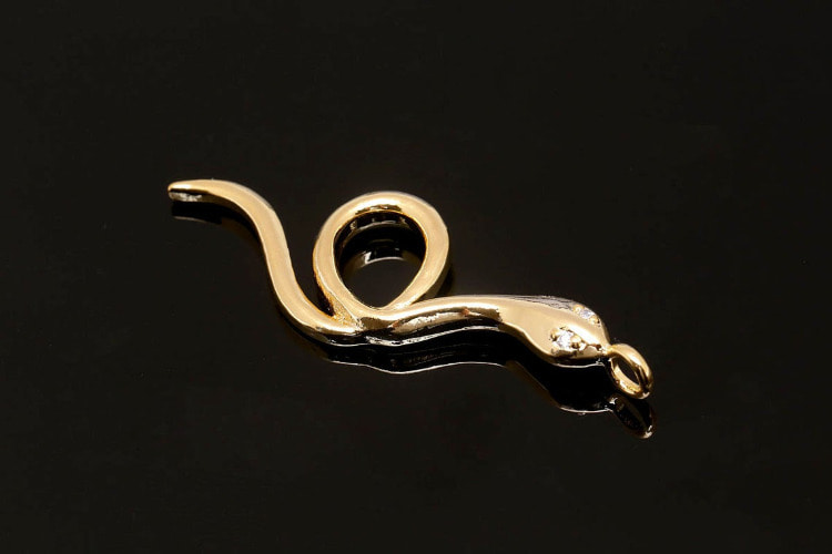 H263-Gold Plated-(2pcs)-Cubic Snake Charms-Snake Pendant-Wholesale Pendants, [PRODUCT_SEARCH_KEYWORD], JEWELFINGER-INBEAD, [CURRENT_CATE_NAME]