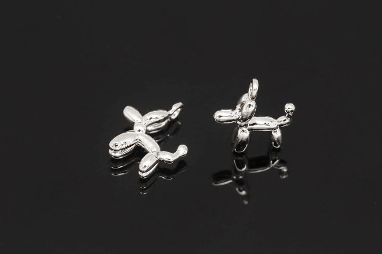 S606-Rhodium Plated-(2pcs)-Tiny Poodle Charms-Animal Charms-Dainty Dog Pendant-Jewelry findings-Wholesale Charms, [PRODUCT_SEARCH_KEYWORD], JEWELFINGER-INBEAD, [CURRENT_CATE_NAME]