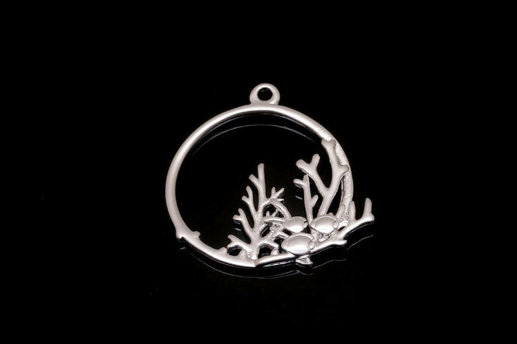 F16-Matt Rhodium Plated-(2pcs)-Coral Branch Charms-Coral Branch Pendant-Fish Branch Charms-Wholesale Charms, [PRODUCT_SEARCH_KEYWORD], JEWELFINGER-INBEAD, [CURRENT_CATE_NAME]