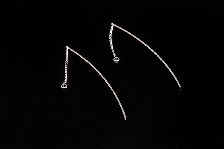 [W] F58-Rhodium Plated (20pairs)-Threader Earrings-String Earrings-Bar Ear Threader-20mm Chain Earrings-Nickel Free, [PRODUCT_SEARCH_KEYWORD], JEWELFINGER-INBEAD, [CURRENT_CATE_NAME]