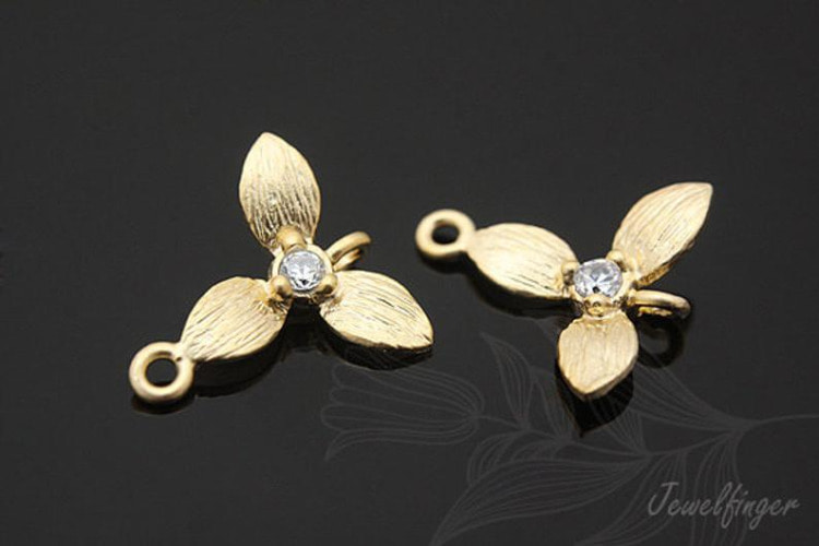 H850-Matt Gold Plated-(2pcs)-CZ flowers-Wholesale Connectors, [PRODUCT_SEARCH_KEYWORD], JEWELFINGER-INBEAD, [CURRENT_CATE_NAME]