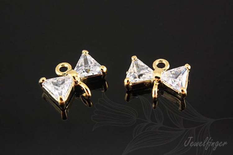 H003-Gold Plated-(2pcs)-Ribbon Connector-Tiny Ribbon Charms-Wholesale Connectors, [PRODUCT_SEARCH_KEYWORD], JEWELFINGER-INBEAD, [CURRENT_CATE_NAME]