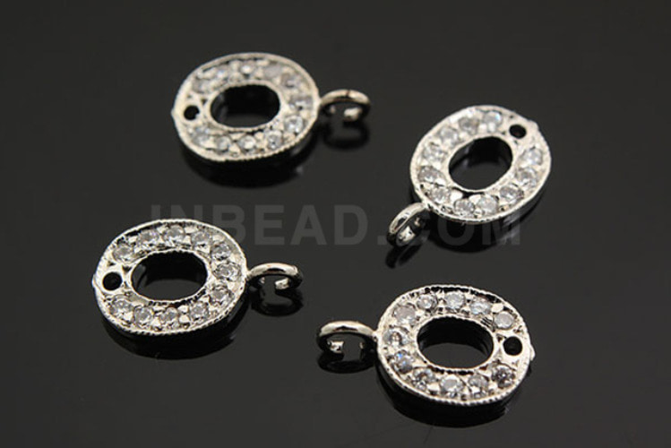 H004-Rhodium Plated-(1pcs)-Cubic Circle Connector-Brass Cubic Rose Charms-Wholesale Connectors, [PRODUCT_SEARCH_KEYWORD], JEWELFINGER-INBEAD, [CURRENT_CATE_NAME]