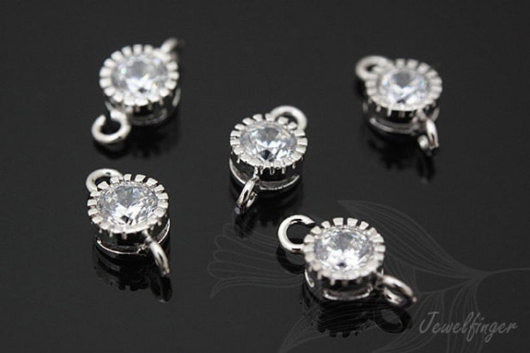 [W] B546-Ternary Alloy Plated-(40pcs)-Sideways 5mm Round Cubic Connector-Wedding jewelry Connector-Wholesale Connectors, [PRODUCT_SEARCH_KEYWORD], JEWELFINGER-INBEAD, [CURRENT_CATE_NAME]