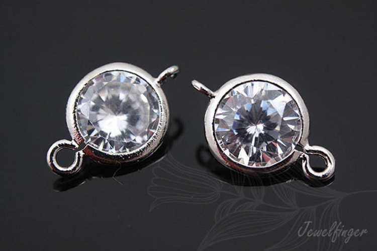 [W] M025-Rhodium Plated-(20pcs)-8mm Cubic Zircornia Connector-Wholesale Connectors, [PRODUCT_SEARCH_KEYWORD], JEWELFINGER-INBEAD, [CURRENT_CATE_NAME]
