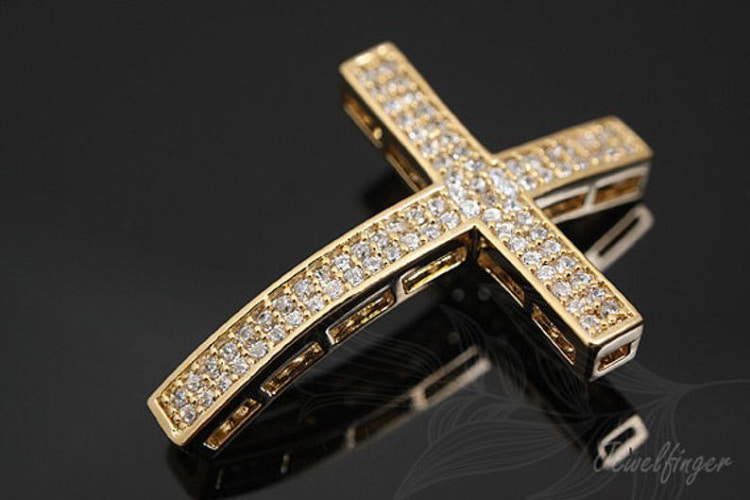 M454-Gold Plated-(1piece)-Sideways Cubic Cross Connector-For Bracelets Cross Pendant-Wholesale Bracelet, [PRODUCT_SEARCH_KEYWORD], JEWELFINGER-INBEAD, [CURRENT_CATE_NAME]