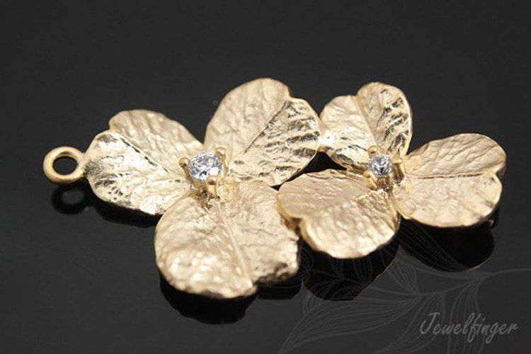 [W] M615-Matt Gold Plated-(20pcs)-Sideways Cubic Clover Connector-Metal Clover Charms-Wholesale Connectors, [PRODUCT_SEARCH_KEYWORD], JEWELFINGER-INBEAD, [CURRENT_CATE_NAME]