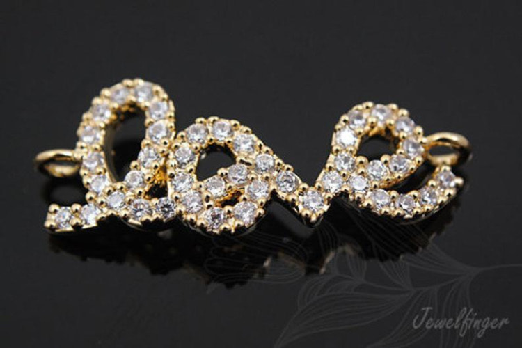 M016-Gold Plated-(1piece)-Sideways Cubic Love Connector-Love Pendant-Wholesale Bracelet, [PRODUCT_SEARCH_KEYWORD], JEWELFINGER-INBEAD, [CURRENT_CATE_NAME]