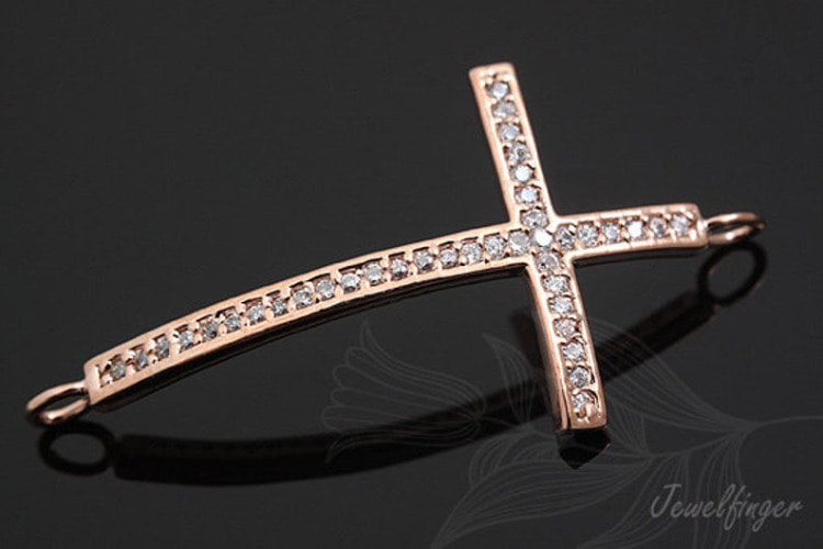 [W] S436-Pink Gold Plated-(10pcs)-CZ Cross Bracelet-Wholesale Bracelet, [PRODUCT_SEARCH_KEYWORD], JEWELFINGER-INBEAD, [CURRENT_CATE_NAME]