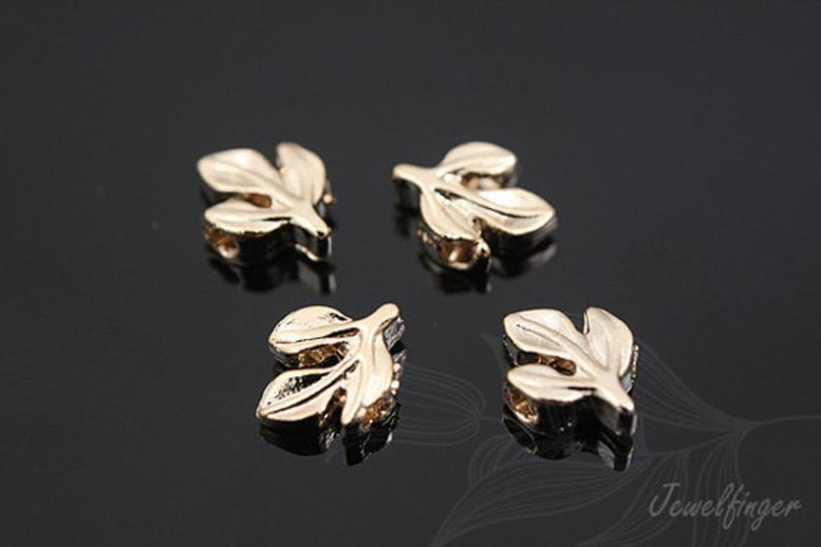 H316-Gold Plated-Leaf Metal Beads (4pcs), [PRODUCT_SEARCH_KEYWORD], JEWELFINGER-INBEAD, [CURRENT_CATE_NAME]