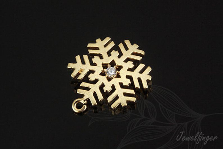 [W] C1029-Matt Gold Plated-(20pcs)-CZ Snowflake-Cubic Connector-Wholesale Connectors, [PRODUCT_SEARCH_KEYWORD], JEWELFINGER-INBEAD, [CURRENT_CATE_NAME]