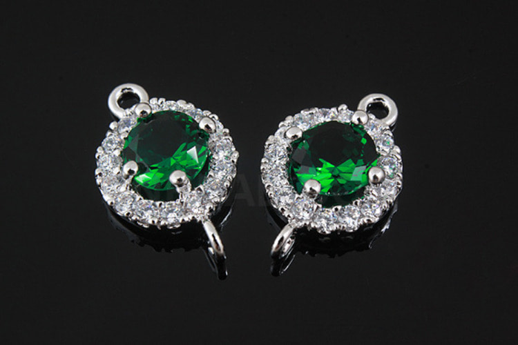 M755-Rhodium Plated-(1piece)-CZ Emerald Connector-Wholesale Connectors, [PRODUCT_SEARCH_KEYWORD], JEWELFINGER-INBEAD, [CURRENT_CATE_NAME]
