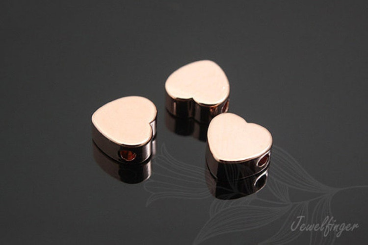 S414-Pink Gold Plated-(4pcs)-6mm Heart Metal Beads-Brass Tiny Heart Pendant-Metal Stamping Blanks-Wholesale Metal Beads, [PRODUCT_SEARCH_KEYWORD], JEWELFINGER-INBEAD, [CURRENT_CATE_NAME]