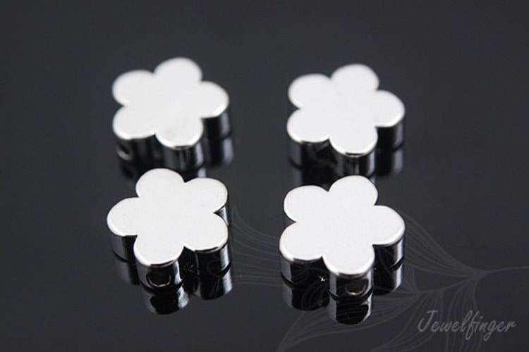 H568-Rhodium Plated-Tiny Daisy Metal Beads (4pcs), [PRODUCT_SEARCH_KEYWORD], JEWELFINGER-INBEAD, [CURRENT_CATE_NAME]