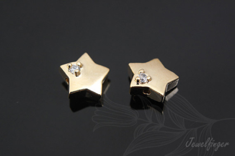 H596-Gold Plated-Cubic Star Beads (2pcs), [PRODUCT_SEARCH_KEYWORD], JEWELFINGER-INBEAD, [CURRENT_CATE_NAME]