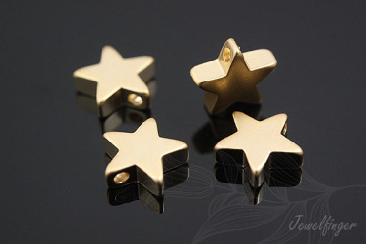 H755-Matt Gold Plated-(4pcs)-8mm Star Metal Beads-Brass Tiny Heart Pendant-Metal Stamping Blanks-Wholesale Metal Beads, [PRODUCT_SEARCH_KEYWORD], JEWELFINGER-INBEAD, [CURRENT_CATE_NAME]