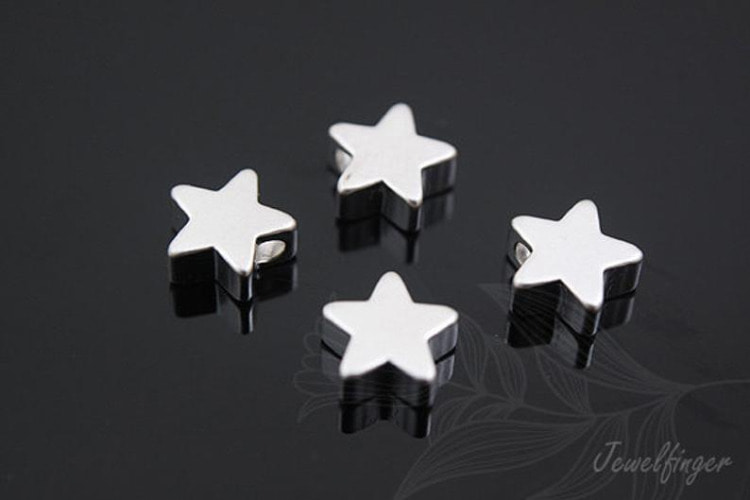 [W] H467-Matt Rhodium Plated-6mm Star Metal Beads-Metal Stamping Blanks (40pcs), [PRODUCT_SEARCH_KEYWORD], JEWELFINGER-INBEAD, [CURRENT_CATE_NAME]