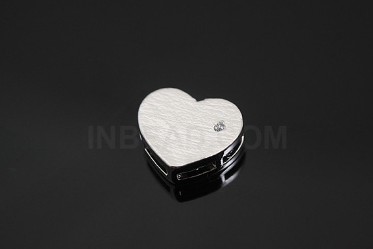 K881-Rhodium Plated-(2pcs)-10*8.5mm CZ Heart Beads-Wholesale Metal Beads, [PRODUCT_SEARCH_KEYWORD], JEWELFINGER-INBEAD, [CURRENT_CATE_NAME]