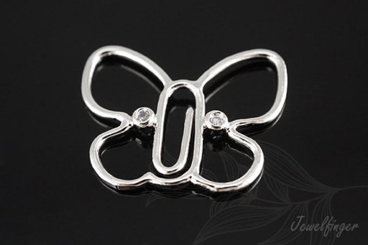 [W] S240-Rhodium Plated-(20pcs)-Wire Butterfly-Brass Butterfly Pendant-Necklace Earrings Making Supply-Wholesale Pendants, [PRODUCT_SEARCH_KEYWORD], JEWELFINGER-INBEAD, [CURRENT_CATE_NAME]