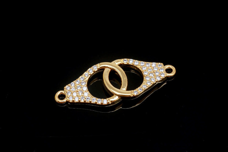 [W] CH4038-Gold Plated-(20pcs)-CZ Handcuffs Charms-Necklace Bracelet Making Supply-Wholesale Pendants, [PRODUCT_SEARCH_KEYWORD], JEWELFINGER-INBEAD, [CURRENT_CATE_NAME]