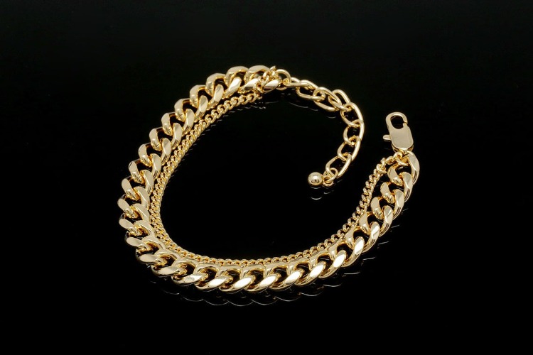 [W] R014-Gold Plated E-Coat Anti Tarnish-1123R Chain+180SF Chain Bracelet-16cm+Extender 5cm (20pcs), [PRODUCT_SEARCH_KEYWORD], JEWELFINGER-INBEAD, [CURRENT_CATE_NAME]