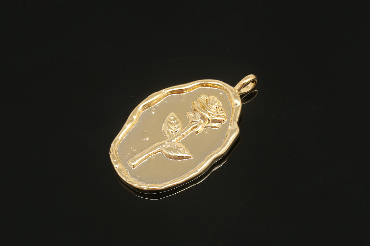 [W] CH6032-Gold Plated Birth Flower-(10pcs)-June Rose-Floral Flower Tag Charm-Wholesale Pendants, [PRODUCT_SEARCH_KEYWORD], JEWELFINGER-INBEAD, [CURRENT_CATE_NAME]