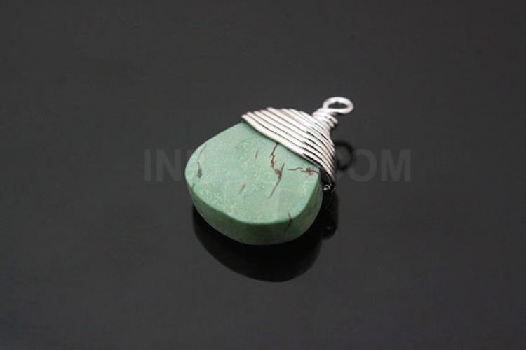 [W] M721-Rhodium Plated-(10pcs)-Turquoise Drop Pendant-Gemstone Pendant-Faceted Turquoise Drop Pendant-Wholesale Gemstone, [PRODUCT_SEARCH_KEYWORD], JEWELFINGER-INBEAD, [CURRENT_CATE_NAME]