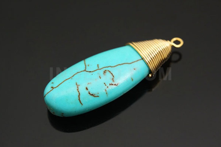 [W] M288-Gold Plated-(20pcs)-10*28mm Imitation Turquoise Drop Pendant-Gemstone Pendant-Wholesale Gemstone, [PRODUCT_SEARCH_KEYWORD], JEWELFINGER-INBEAD, [CURRENT_CATE_NAME]