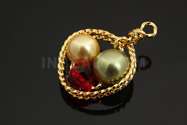 E633-Gold Plated-(1piece)-Pearl&amp;Crystal Pendant-Wholesale Glass, [PRODUCT_SEARCH_KEYWORD], JEWELFINGER-INBEAD, [CURRENT_CATE_NAME]