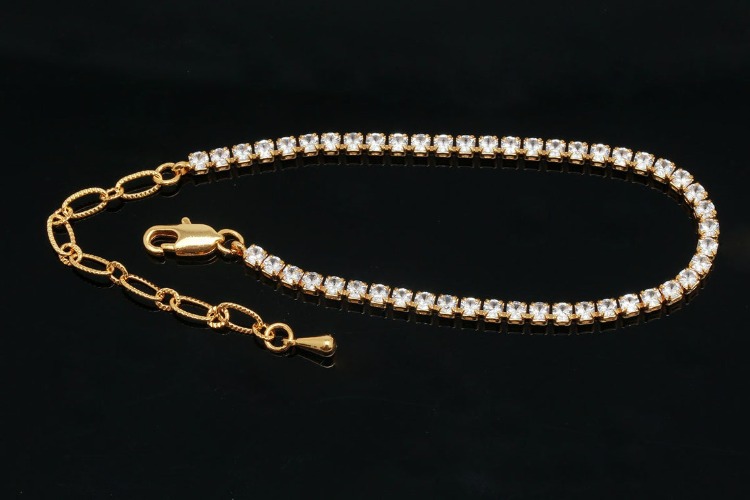 R060-Gold Plated E-Coat Anti Tarnish-2.5mm CZ Bracelet-16cm+Extender 5cm Tennis Bracelet (1piece), [PRODUCT_SEARCH_KEYWORD], JEWELFINGER-INBEAD, [CURRENT_CATE_NAME]