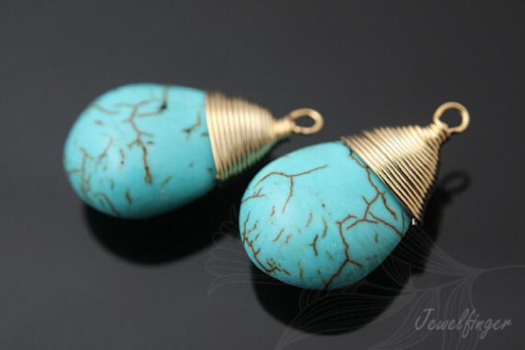 [W] M196-Gold Plated-(20pcs)-11*19mm Imitation Turquoise Drop Pendant-Gemstone Pendant-Wholesale Gemstone, [PRODUCT_SEARCH_KEYWORD], JEWELFINGER-INBEAD, [CURRENT_CATE_NAME]