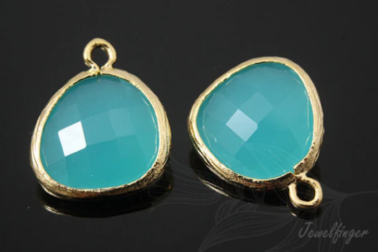 B609-Gold Plated-(2pcs)-Mint Glass Drop Pendant-Framed Glass Mint-Wholesale Glass, [PRODUCT_SEARCH_KEYWORD], JEWELFINGER-INBEAD, [CURRENT_CATE_NAME]