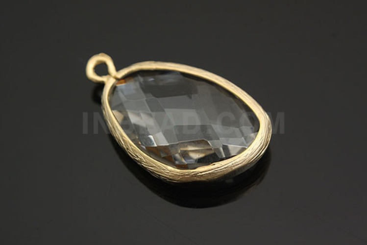 H971-Matt Gold Plated-(1piece)-Crystal Glass-13*20mm Framed Glass Crystal-Wholesale Glass, [PRODUCT_SEARCH_KEYWORD], JEWELFINGER-INBEAD, [CURRENT_CATE_NAME]