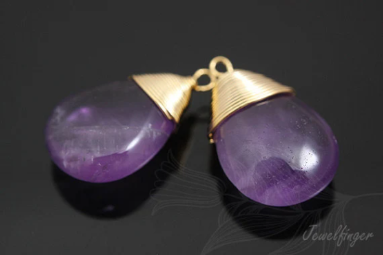 [W] E723-Gold Plated-(10pcs)-Amethyst Drop Pendant-Gemstone Pendant-Wholesale Gemstone, [PRODUCT_SEARCH_KEYWORD], JEWELFINGER-INBEAD, [CURRENT_CATE_NAME]