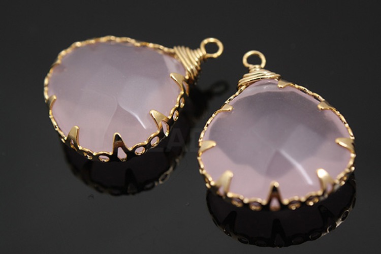 [W] H880-Gold Plated-(10pcs)-Glass Ice Pink Drop Pendant-Wholesale Glass, [PRODUCT_SEARCH_KEYWORD], JEWELFINGER-INBEAD, [CURRENT_CATE_NAME]