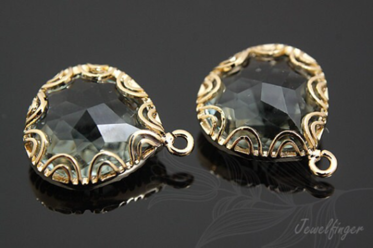 E680-Gold Plated-(1piece)-Black Diamond Glass Charms-13*15mm Framed Glass-Wholesale Glass, [PRODUCT_SEARCH_KEYWORD], JEWELFINGER-INBEAD, [CURRENT_CATE_NAME]