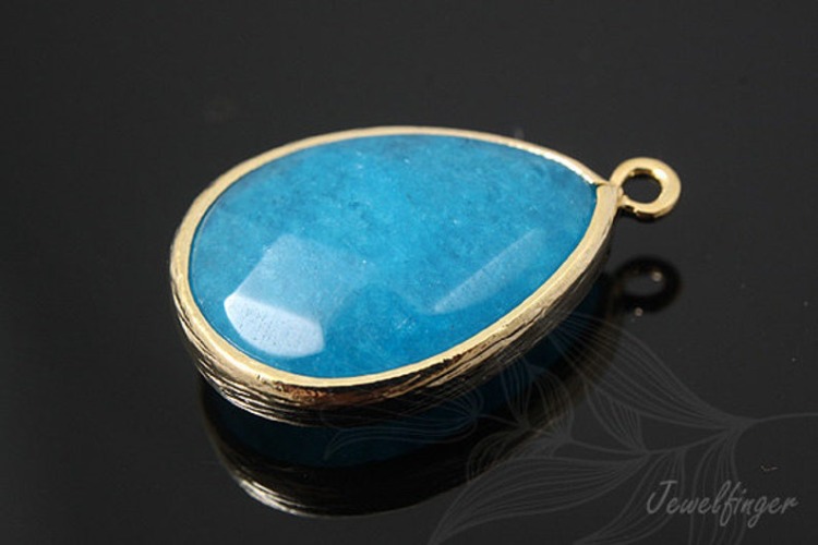M112-Gold Plated-(1piece)-Sea Blue Jade Drop Pendant-Gemstone Pendant-Wholesale Gemstone, [PRODUCT_SEARCH_KEYWORD], JEWELFINGER-INBEAD, [CURRENT_CATE_NAME]