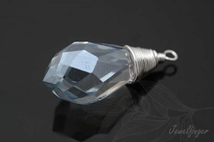 [W] H699-Rhodium Plated-(10pcs)-Light Sapphire Crystal Drop Pendant-Wholesale Glass, [PRODUCT_SEARCH_KEYWORD], JEWELFINGER-INBEAD, [CURRENT_CATE_NAME]