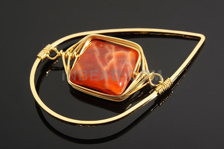 E903-Gold Plated-(1piece)-Argate-Gemstone Pendant-Argate Drop Pendant-Wholesale Gemstone, [PRODUCT_SEARCH_KEYWORD], JEWELFINGER-INBEAD, [CURRENT_CATE_NAME]