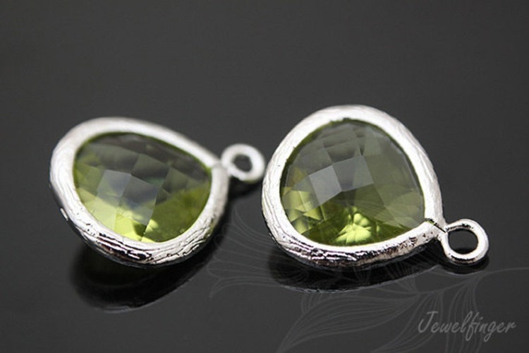 [W] M718-Rhodium Plated-(20pcs)-13mm Apple Green Glass Drop Pendant-Framed Glass Apple Green-Wholesale Glass, [PRODUCT_SEARCH_KEYWORD], JEWELFINGER-INBEAD, [CURRENT_CATE_NAME]