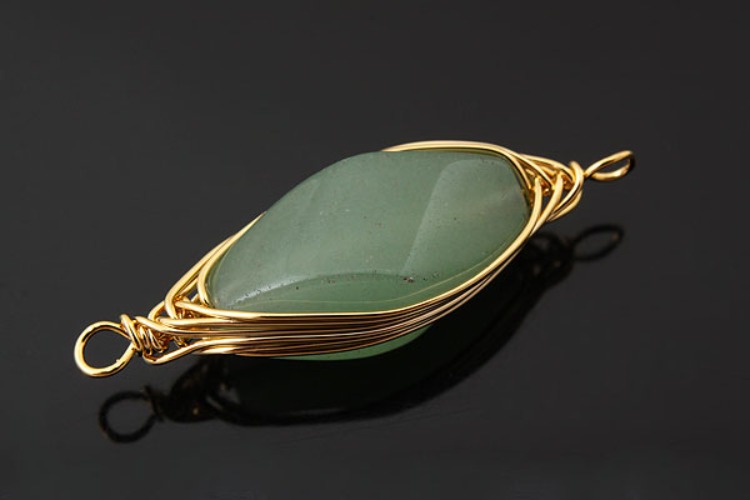 [W] E727-Gold Plated-(20pcs)-Green Aventurine-Gemstone Pendant-Green Aventurine Oval Pendant-Wholesale Gemstone, [PRODUCT_SEARCH_KEYWORD], JEWELFINGER-INBEAD, [CURRENT_CATE_NAME]