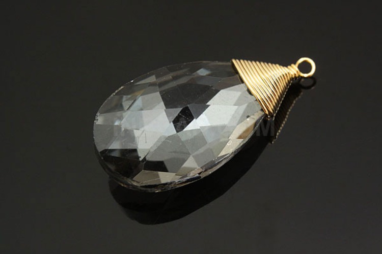 [W] H1082-Gold Plated-(10pcs)-Crystal Drop Pendant-Charcoal Gray Crystal Drop-Wholesale Glass, [PRODUCT_SEARCH_KEYWORD], JEWELFINGER-INBEAD, [CURRENT_CATE_NAME]