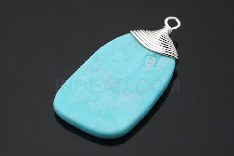 H578-Rhodium Plated-(1piece)-Turquoise Blue Drop Pendant-Gemstone Pendant-Wholesale Gemstone, [PRODUCT_SEARCH_KEYWORD], JEWELFINGER-INBEAD, [CURRENT_CATE_NAME]