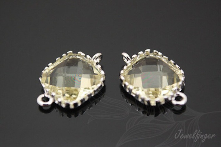 [W] E663-Rhodium Plated-(20pcs)-Lemon Glass Faceted Square Connector-8.5mm Square Framed Glass Lemon-Wholesale Glass, [PRODUCT_SEARCH_KEYWORD], JEWELFINGER-INBEAD, [CURRENT_CATE_NAME]