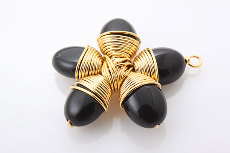 E738-Gold Plated-(1piece)-Onyx Pendant-Gemstone Pendant-Onyx Flower Pendant-Wholesale Gemstone, [PRODUCT_SEARCH_KEYWORD], JEWELFINGER-INBEAD, [CURRENT_CATE_NAME]