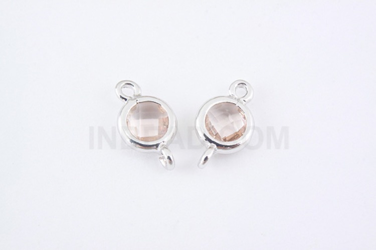[W] S944-Rhodium Plated-(20pcs)-Champagne Glass Circle Connector-5.2mm Circle Framed Glass Champagne-Wholesale Glass, [PRODUCT_SEARCH_KEYWORD], JEWELFINGER-INBEAD, [CURRENT_CATE_NAME]