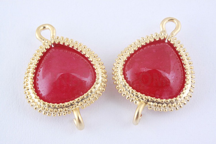 S933-Matt Gold Plated-(2pcs)-Ruby Connecters-13.5*19 mm Framed Ruby-Wholesale Gemstone, [PRODUCT_SEARCH_KEYWORD], JEWELFINGER-INBEAD, [CURRENT_CATE_NAME]