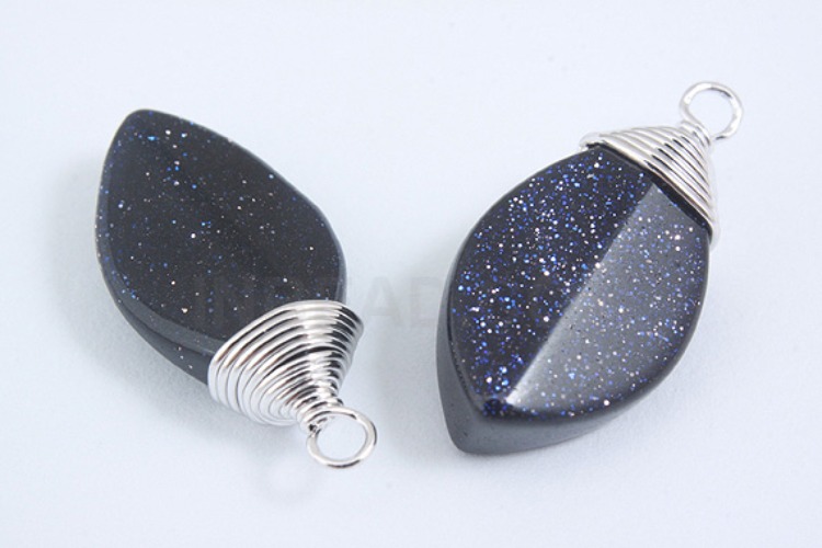 G510-Rhodium Plated-(1piece)-Blue Sand Stone Drop Pendant-Gemstone Pendant-Wholesale Gemstone, [PRODUCT_SEARCH_KEYWORD], JEWELFINGER-INBEAD, [CURRENT_CATE_NAME]