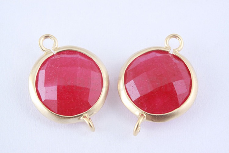S941-Matt Gold Plated-(2pcs)-Ruby Connecters-Framed Ruby-Wholesale Gemstone, [PRODUCT_SEARCH_KEYWORD], JEWELFINGER-INBEAD, [CURRENT_CATE_NAME]