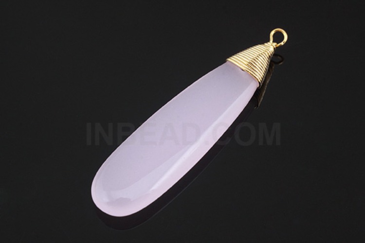 [W] H708-Gold Plated-(10pcs)-Ice Pink Drop Pendant-Glass Drop Pendant-Wholesale Glass, [PRODUCT_SEARCH_KEYWORD], JEWELFINGER-INBEAD, [CURRENT_CATE_NAME]